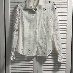 Ultra Pink White Lace Blouse NWT
